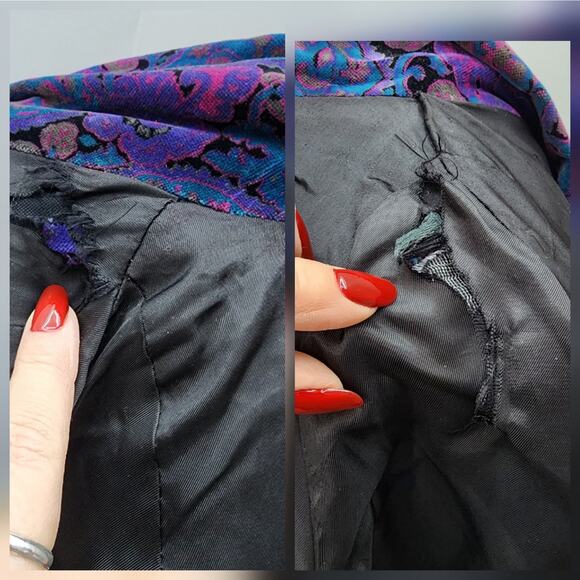 80s Vintage Velvet Oversize Coat Jacket Classic 80s - L - Picture 9 of 10